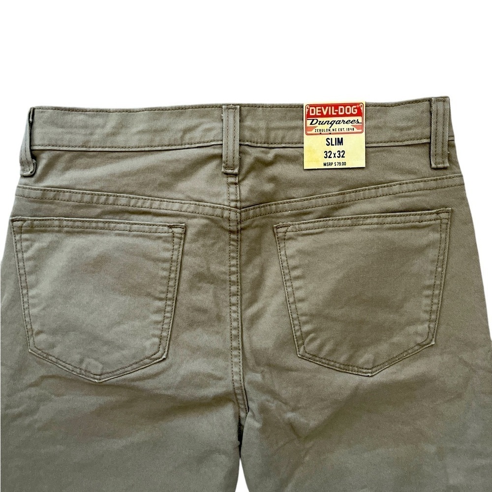 DEVIL-DOG MEN’S KHAKI SLIM STRAIGHT JEANS SZ 32x32- NWT - Picture 6 of 8